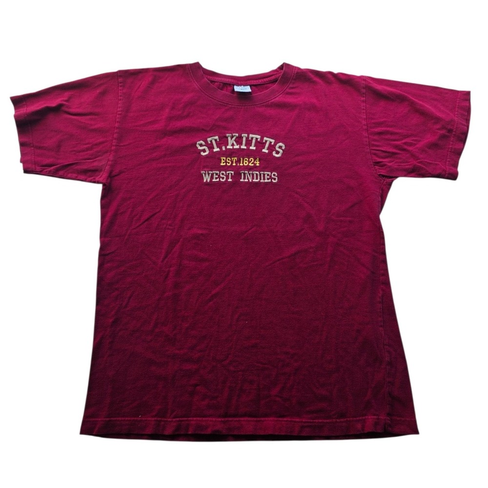 St Kitts West Indies T-Shirt Embroidered Vacation‎ Island Destination Red XL